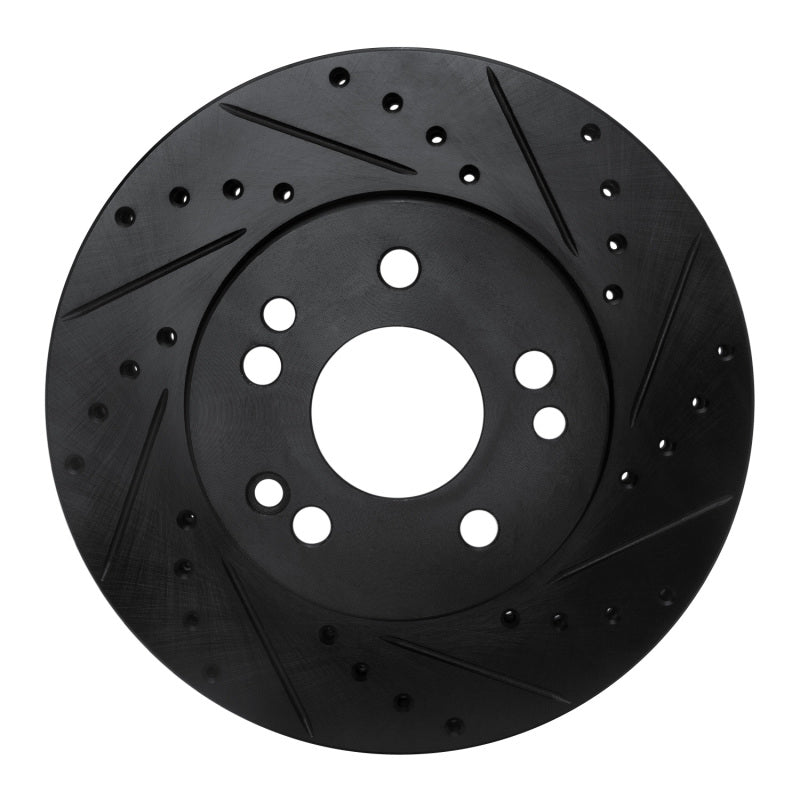 R1 Concepts 90-95 Mercedes-Benz 300CE Front Right Drilled & Slotted Black Brake Rotor