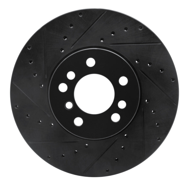 R1 Concepts 00-06 BMW X5 Front Left Drilled & Slotted Black Brake Rotor
