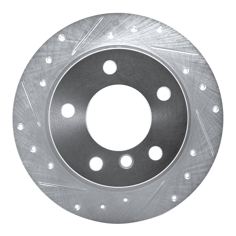R1 Concepts 95-99 BMW 318TI Rear Left Drilled & Slotted Silver Brake Rotor