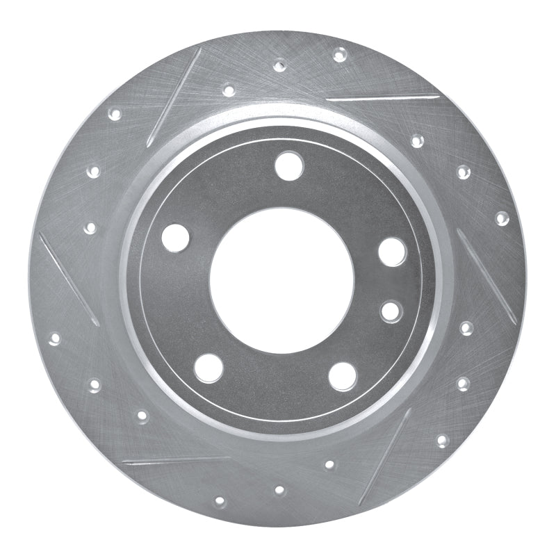 R1 Concepts 88-91 BMW M3 Rear Left Drilled & Slotted Silver Brake Rotor