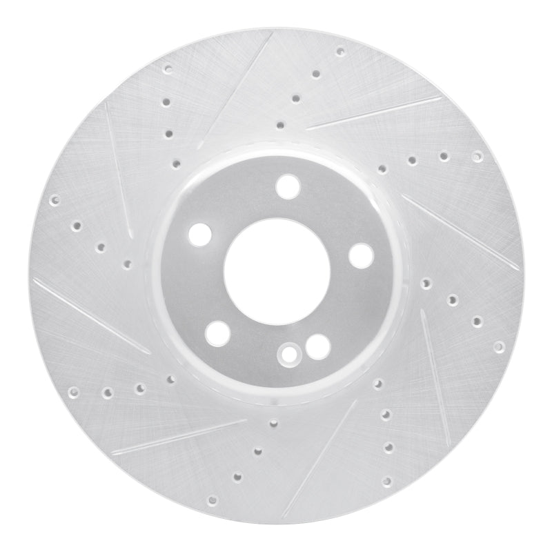 R1 Concepts 15-23 Mercedes-Benz C400 Front Left Drilled & Slotted Silver Brake Rotor