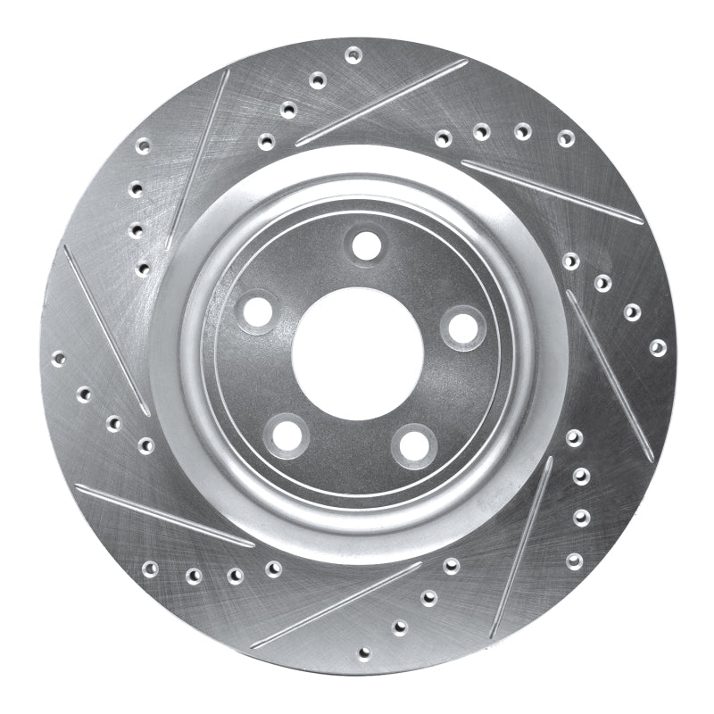 R1 Concepts 14-21 Jaguar F-Type Rear Left Drilled & Slotted Silver Brake Rotor