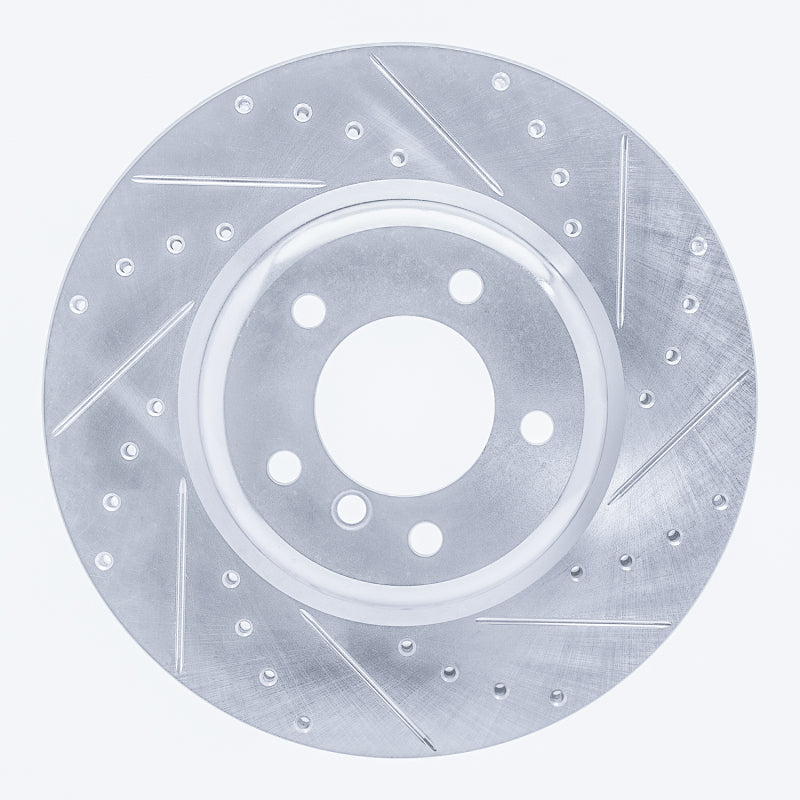 R1 Concepts 06-13 BMW 330I Front Right Drilled & Slotted Silver Brake Rotor