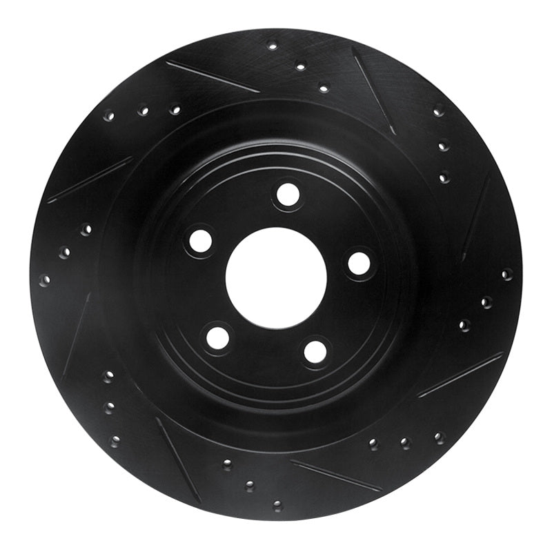 R1 Concepts 06-15 Jaguar Super V8 Rear Right Drilled & Slotted Black Brake Rotor