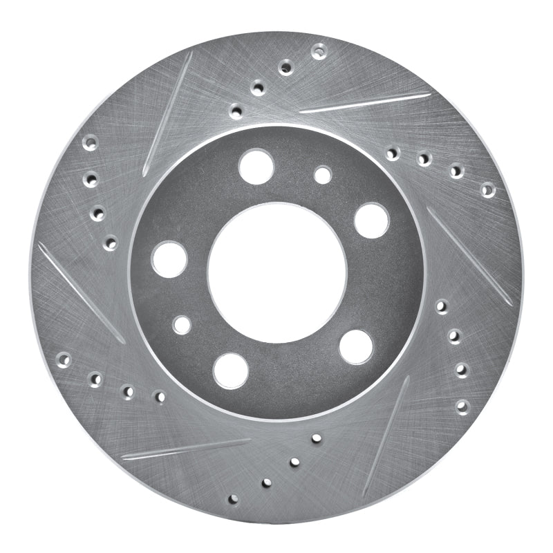 R1 Concepts 1976-1993 Volvo 265 Front Left Drilled & Slotted Silver Brake Rotor