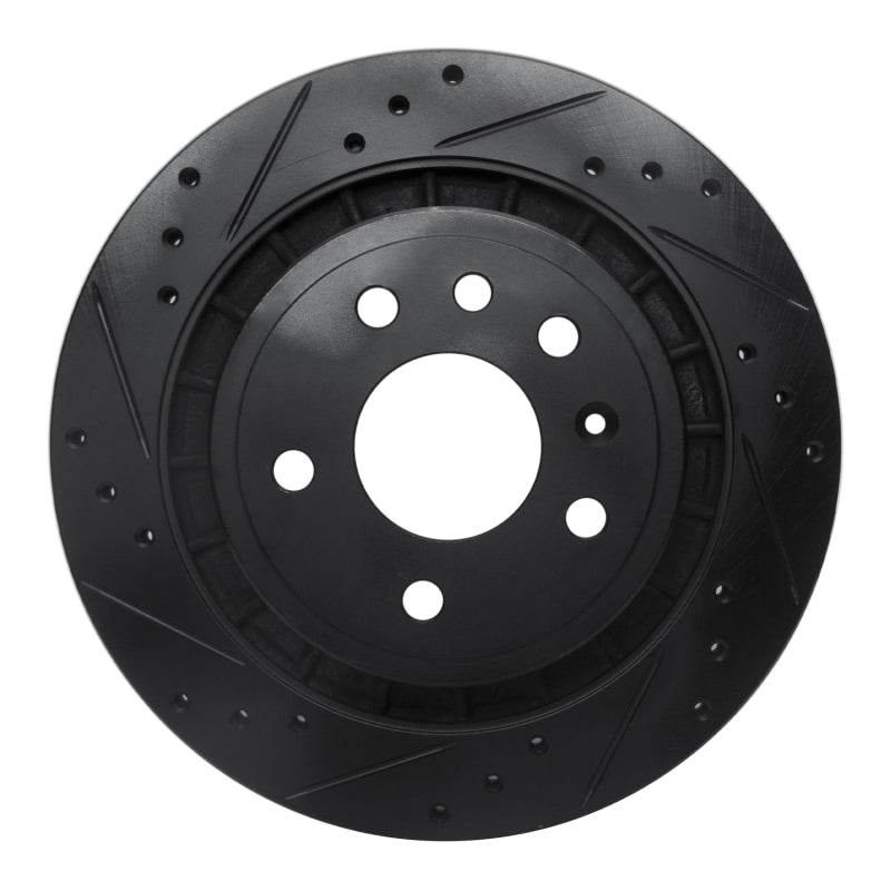 R1 Concepts 02-10 Saab 9-5 Rear Left Drilled & Slotted Black Brake Rotor