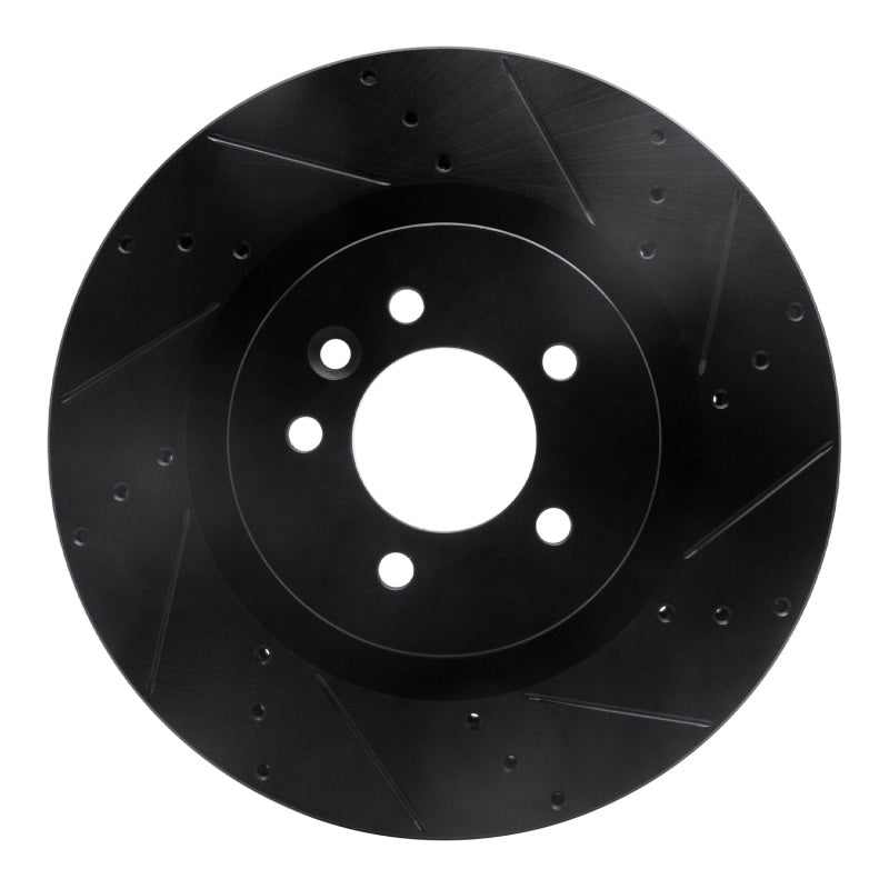 R1 Concepts 06-17 Land Rover Discovery (Latin America) Front Right Drilled & Slotted Black Brake Rotor
