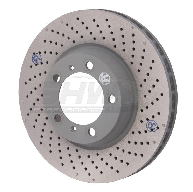SHW Performance 2012 Porsche 911 Carrera 4GTS 3.8L w/o Ceramics Right Frt Drill-Dimp MB Brake Rotor(99635141004)