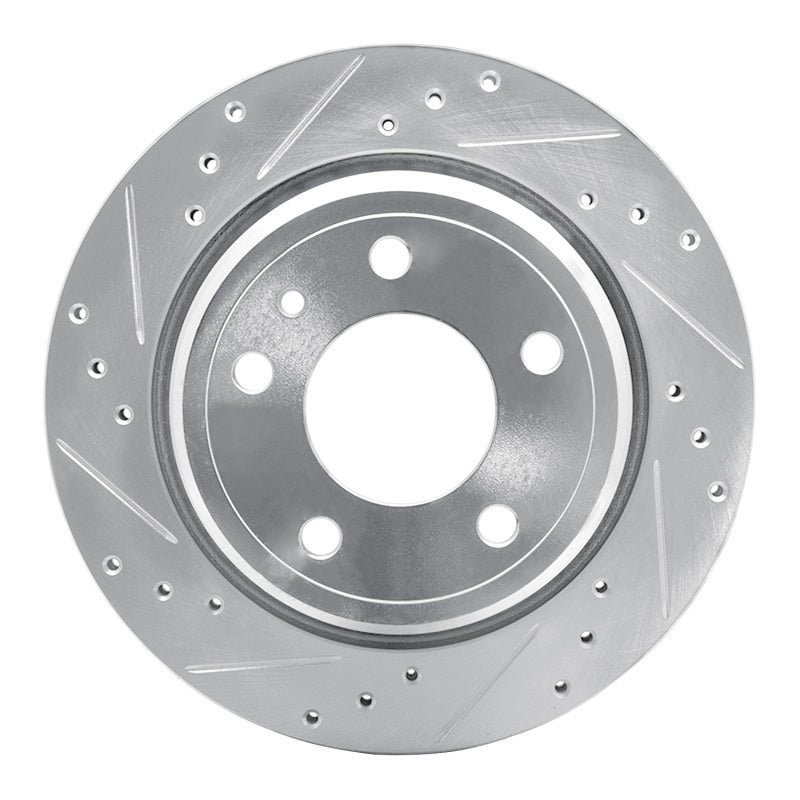 R1 Concepts 88-94 BMW 740I Rear Left Drilled & Slotted Silver Brake Rotor