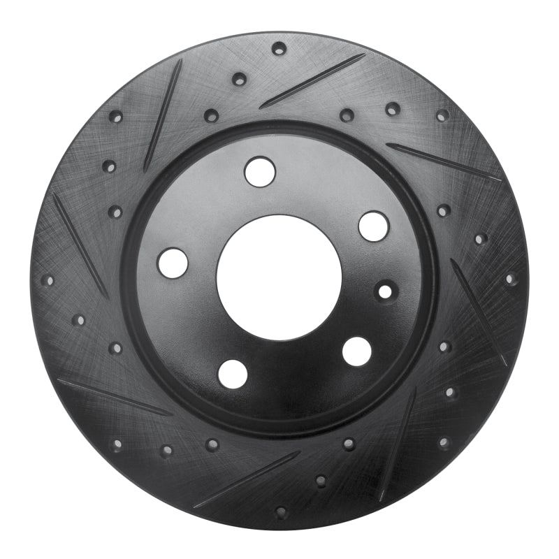 R1 Concepts 08-15 Audi TT Quattro Rear Left Drilled & Slotted Black Brake Rotor