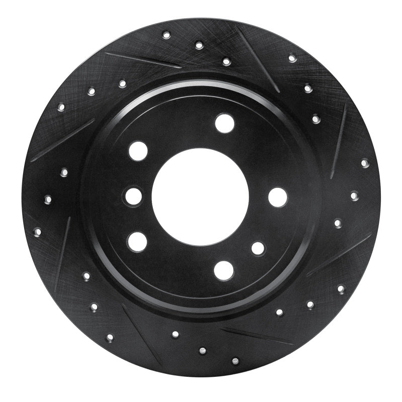 R1 Concepts 89-95 BMW 525I (USA/Canada) Rear Right Drilled & Slotted Black Brake Rotor