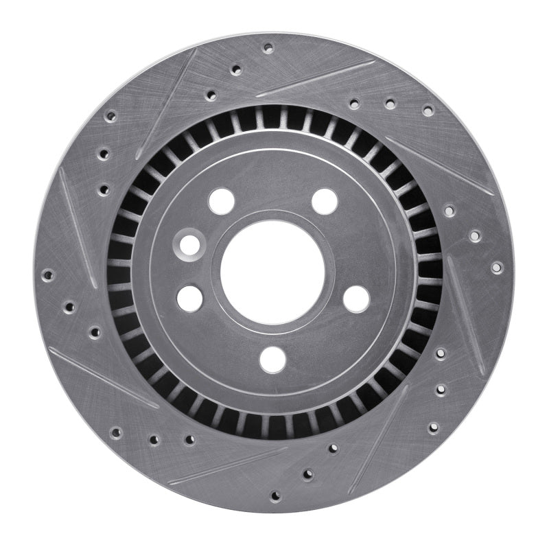 R1 Concepts 07-18 Volvo V60 Rear Left Drilled & Slotted Silver Brake Rotor