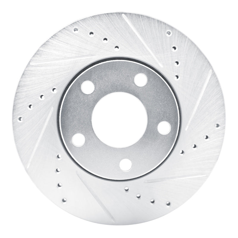 R1 Concepts 90-97 Audi S6 Front Right Drilled & Slotted Silver Brake Rotor
