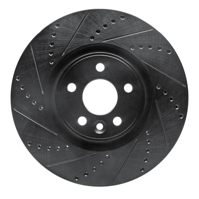 R1 Concepts 07-16 Volvo S80 Front Left Drilled & Slotted Black Brake Rotor
