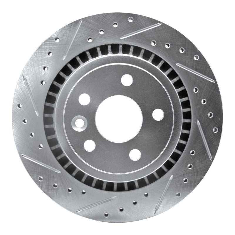 R1 Concepts 10-17 Volvo XC60 Rear Left Drilled & Slotted Silver Brake Rotor
