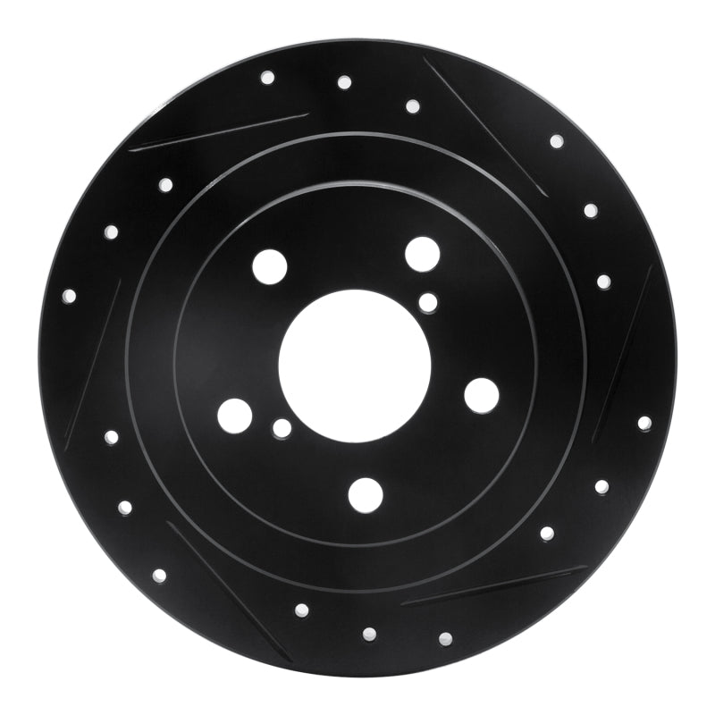 R1 Concepts 90-08 Saab 9-2X Rear Right Drilled & Slotted Black Brake Rotor