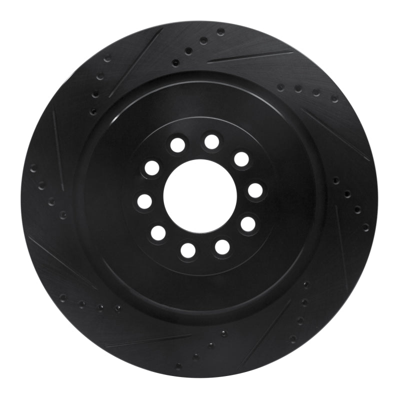 R1 Concepts 03-05 Jaguar XJR Front Left Drilled & Slotted Black Brake Rotor