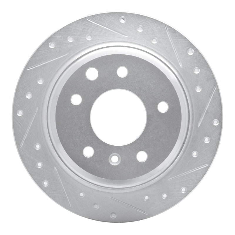 R1 Concepts 90-95 Jaguar XJ12 Rear Right Drilled & Slotted Silver Brake Rotor