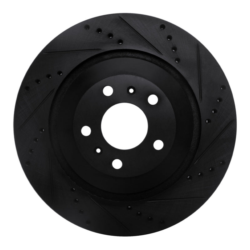 R1 Concepts 04-18 Audi A8 Rear Right Drilled & Slotted Black Brake Rotor