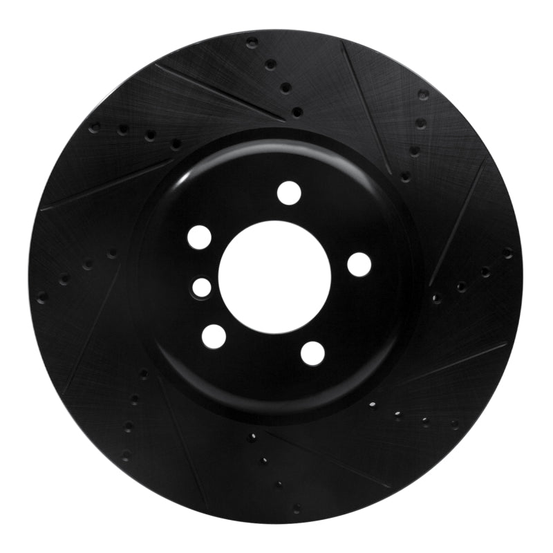 R1 Concepts 13-20 BMW 440I Coupe Front Right Drilled & Slotted Black Brake Rotor