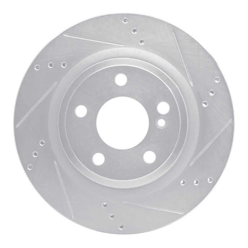 R1 Concepts 14-19 Mercedes-Benz CLA250 Rear Right Drilled & Slotted Silver Brake Rotor
