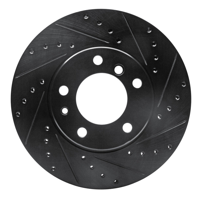 R1 Concepts 89-95 BMW 525IT Front Right Drilled & Slotted Black Brake Rotor