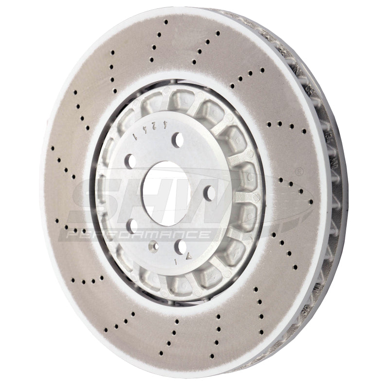 SHW Performance 2022-2025 Audi RS3 2.5L Front Cross-Drilled Lightweight Brake Rotor (European Model) (4M0615301BJ)