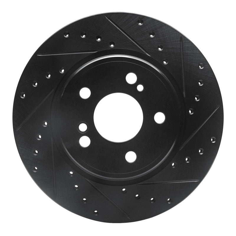 R1 Concepts 93-02 Mercedes-Benz SL600 Rear Right Drilled & Slotted Black Brake Rotor