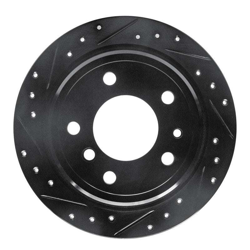 R1 Concepts 81-86 BMW 735I Rear Left Drilled & Slotted Black Brake Rotor