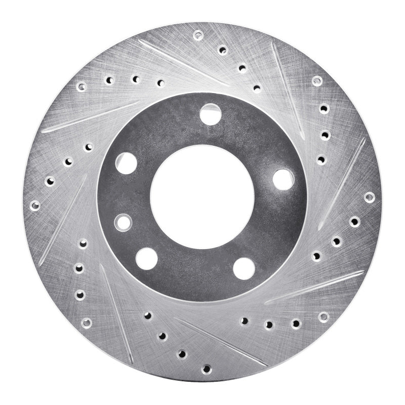 R1 Concepts 76-82 BMW 530I Front Right Drilled & Slotted Silver Brake Rotor