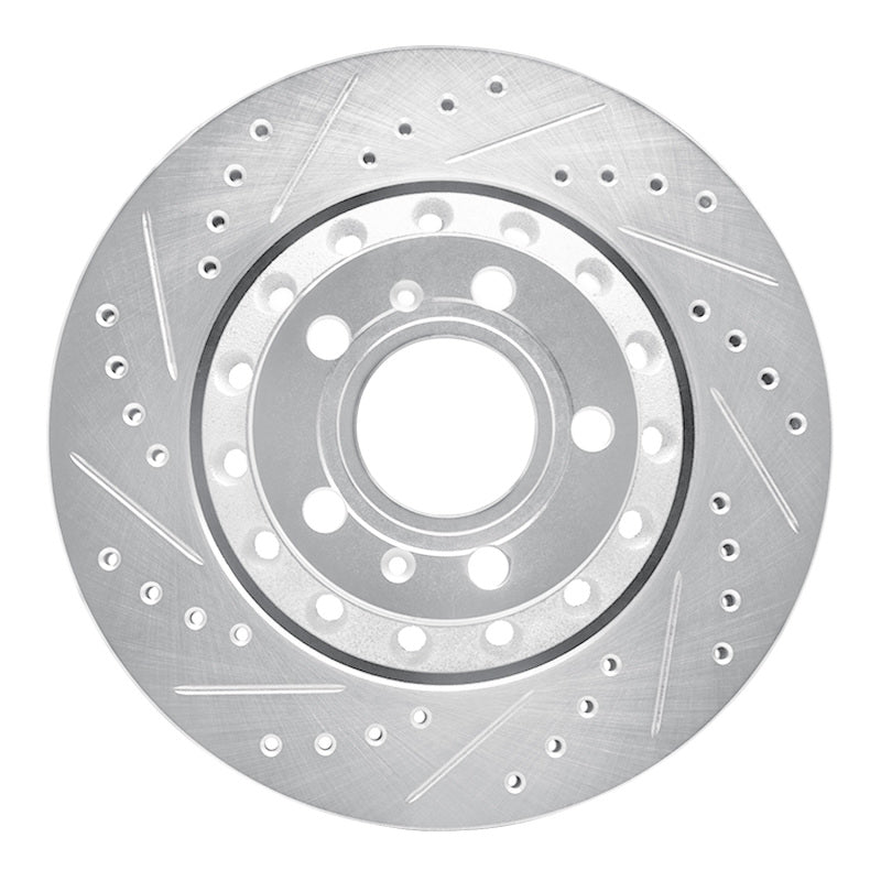 R1 Concepts 04-10 Audi A8 Rear Left Drilled & Slotted Silver Brake Rotor
