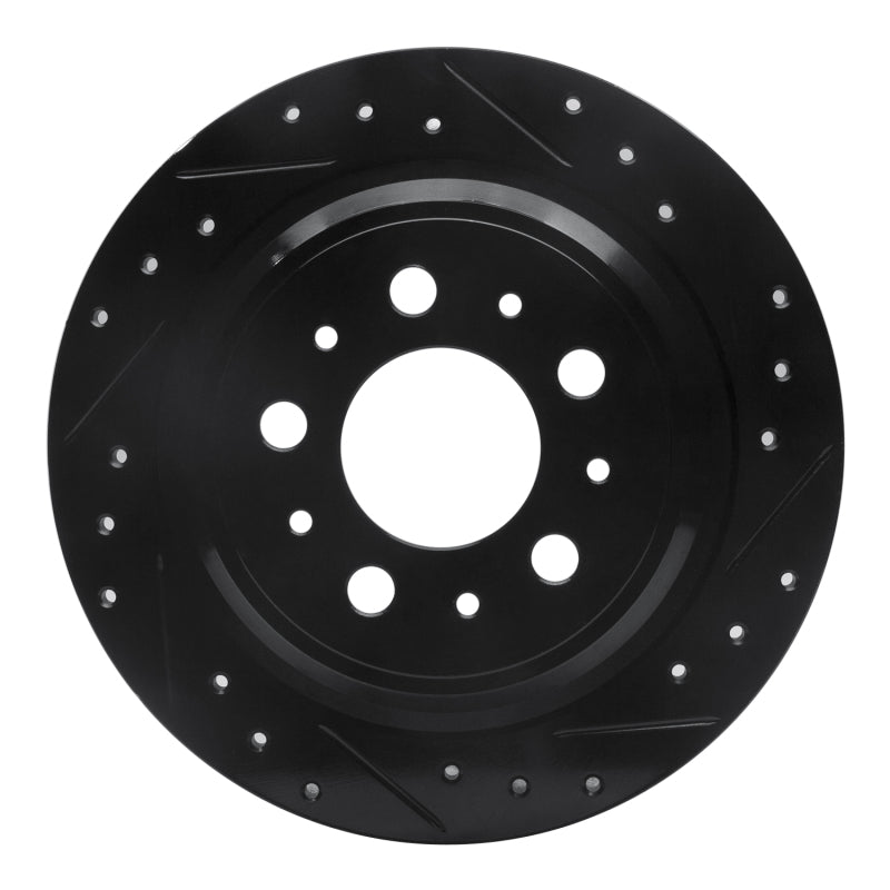 R1 Concepts 98-00 Volvo S70 Rear Right Drilled & Slotted Black Brake Rotor