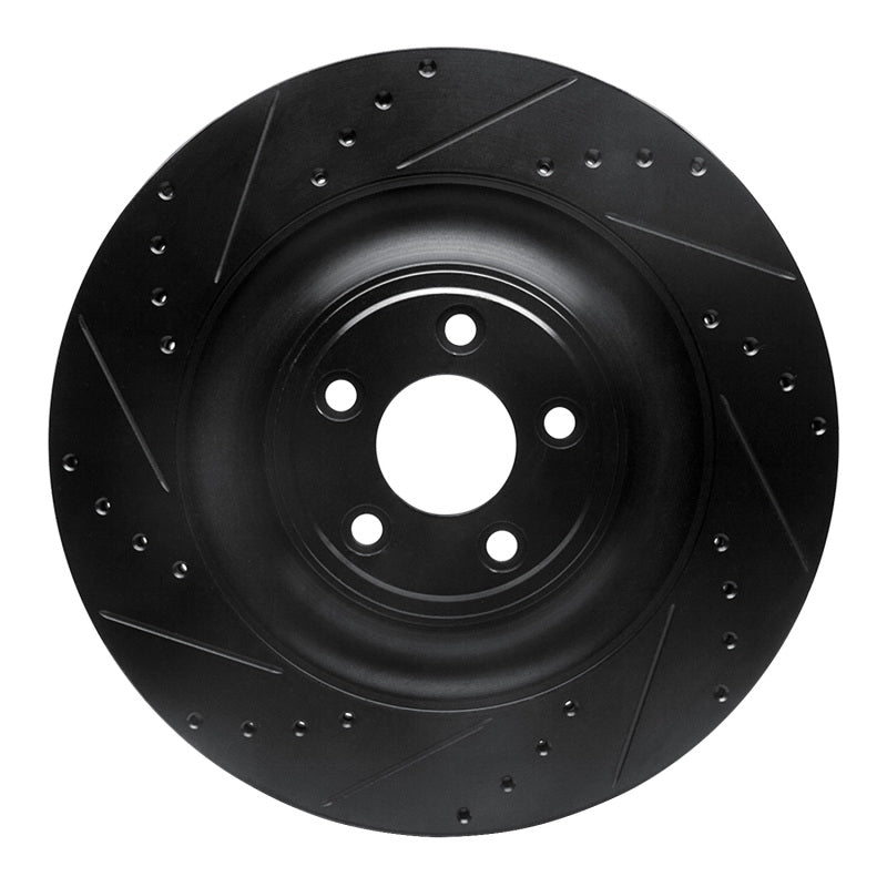 R1 Concepts 10-24 Jaguar XFR Rear Left Drilled & Slotted Black Brake Rotor