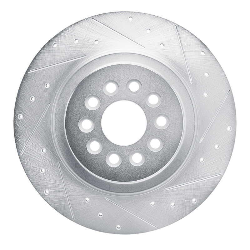 R1 Concepts 03-05 Jaguar S-Type Rear Right Drilled & Slotted Silver Brake Rotor