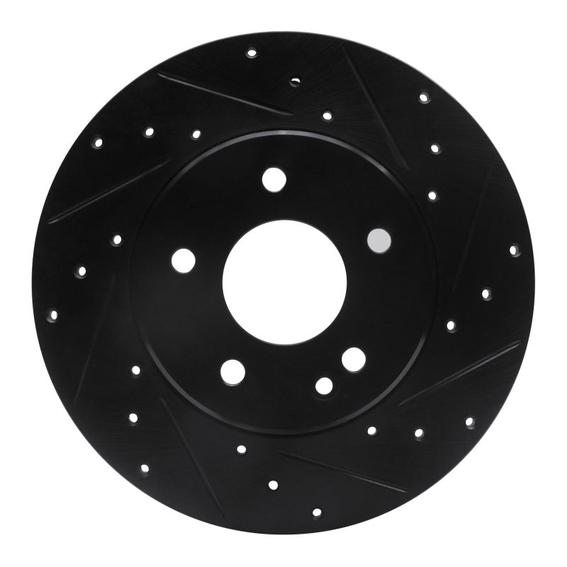 R1 Concepts 97-98 Mercedes-Benz C230 Front Right Drilled & Slotted Black Brake Rotor