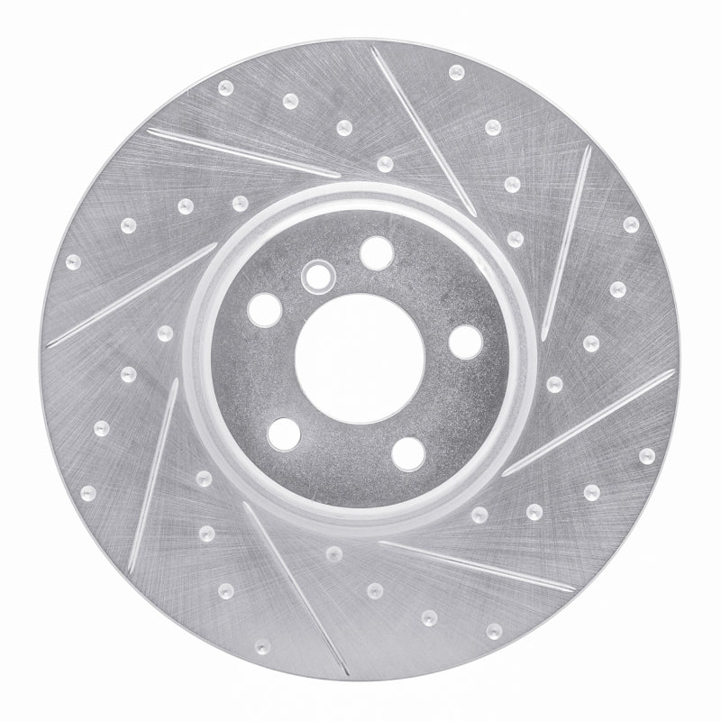 R1 Concepts 16-25 BMW i4 Right Front Drilled & Slotted Silver Brake Rotor