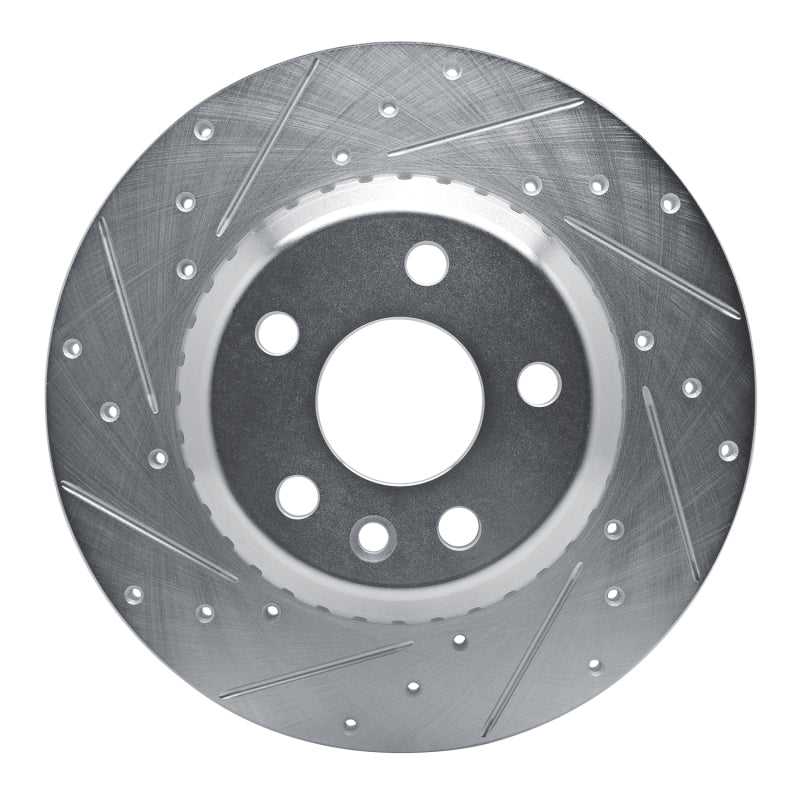 R1 Concepts 20-22 Jaguar E-Pace Rear Left Drilled & Slotted Silver Brake Rotor
