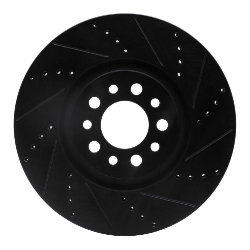 R1 Concepts 14-25 Alfa Romeo Tonale Front Right Drilled & Slotted Black Brake Rotor