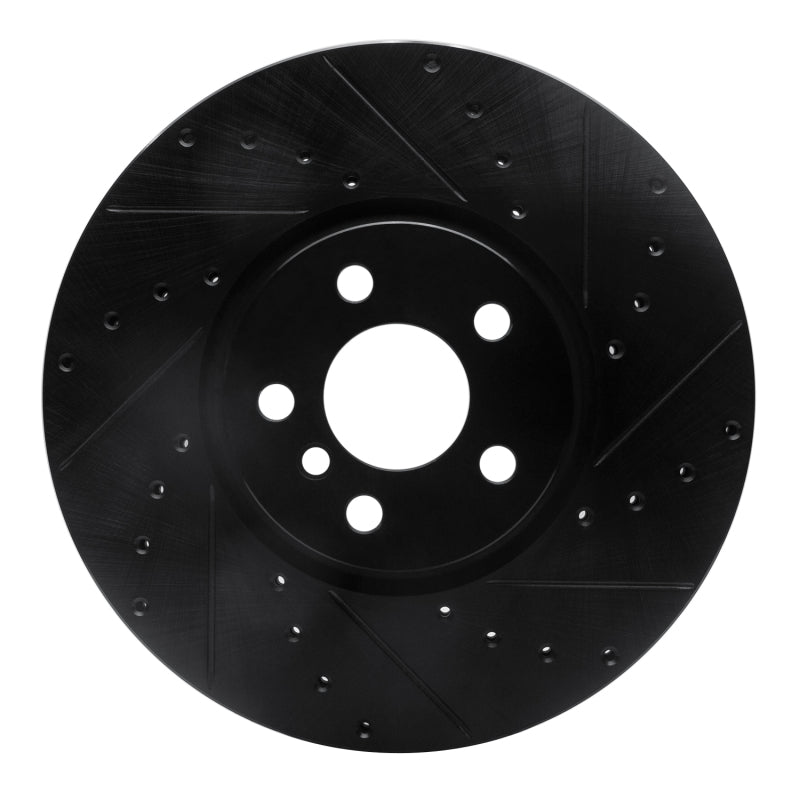 R1 Concepts 15-19 Mini Cooper Countryman Front Right Drilled & Slotted Black Brake Rotor