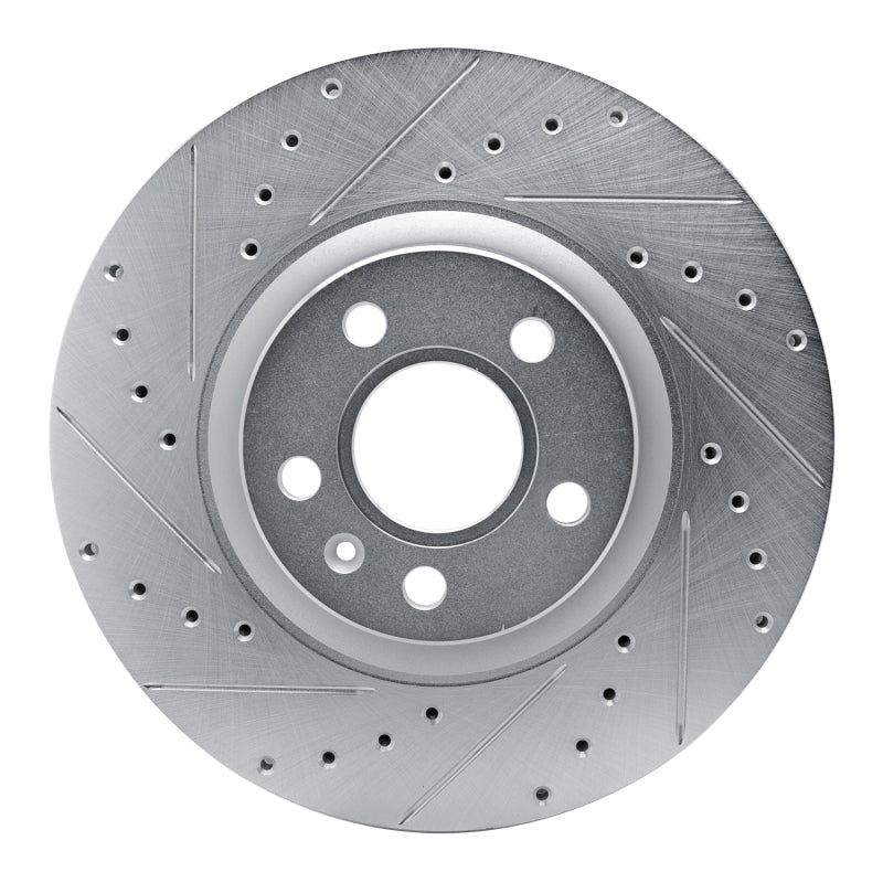 R1 Concepts 17-25 Volvo V90 Front Left Drilled & Slotted Silver Brake Rotor