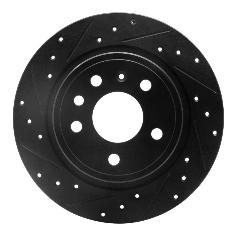 R1 Concepts 99-10 Saab 9-5 Rear Left Drilled & Slotted Black Brake Rotor