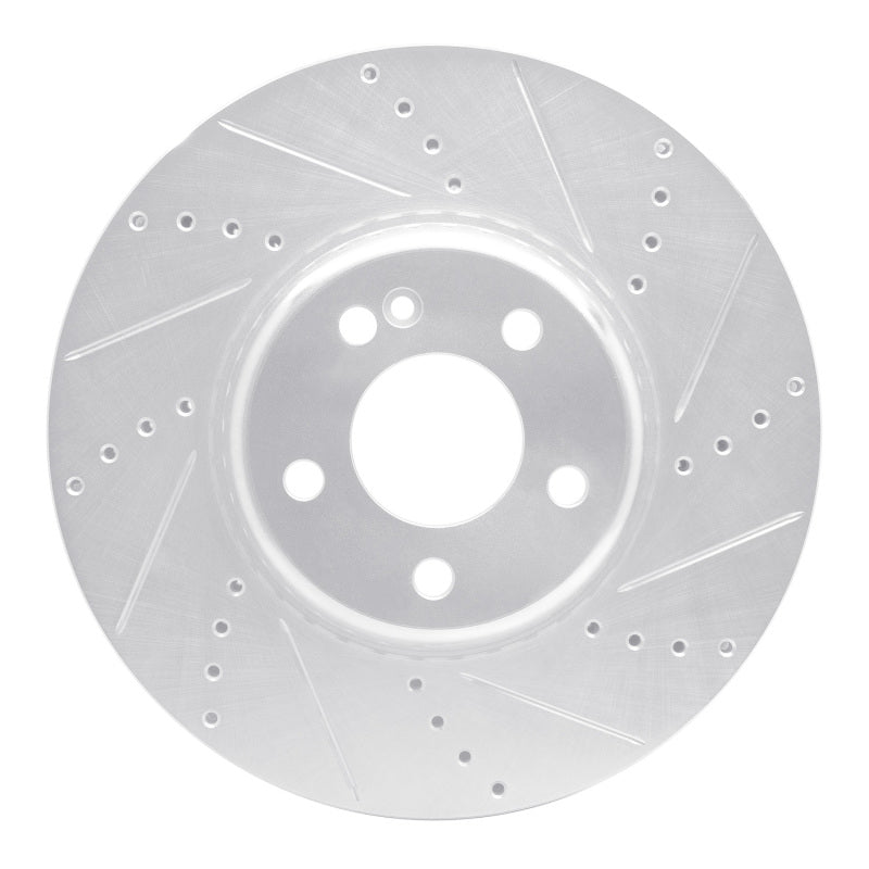 R1 Concepts 15-23 Mercedes-Benz C300 Coupe & Convertible Front Right Drilled & Slotted Silver Brake Rotor