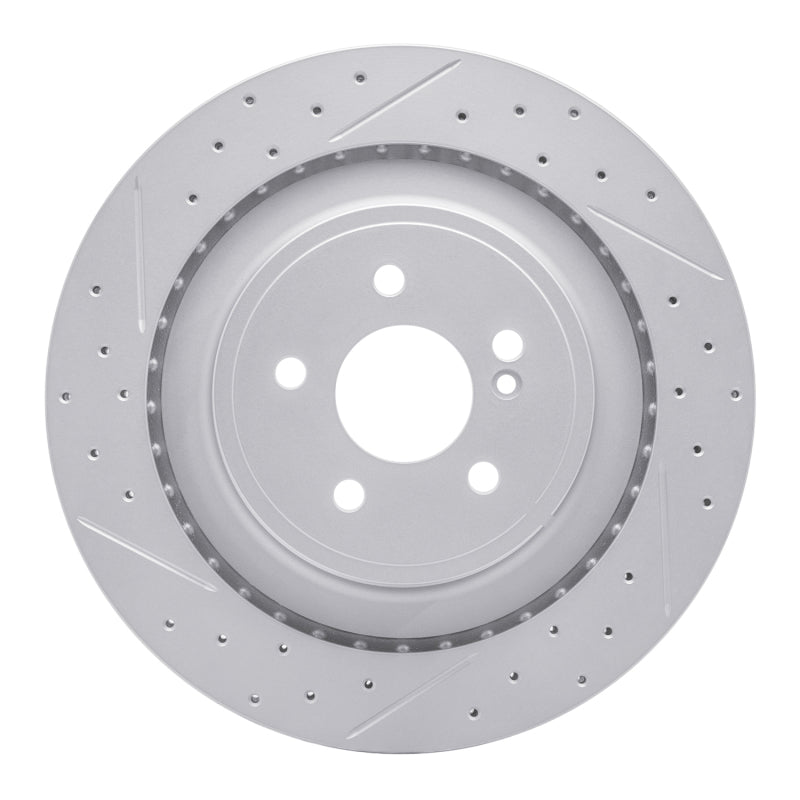 R1 Concepts 10-18 Mercedes-Benz E63 AMG Rear Left Drilled & Slotted Geo-Carbon Rotor