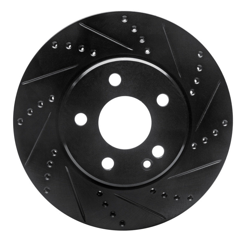 R1 Concepts 06-11 Mercedes-Benz B200 Front Right Drilled & Slotted Black Brake Rotor