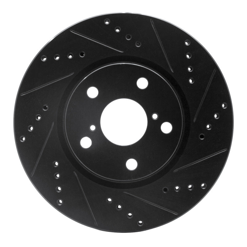 R1 Concepts -25 BMW 228I xDrive Gran Coupe Left Front Drilled & Slotted Black Brake Rotor