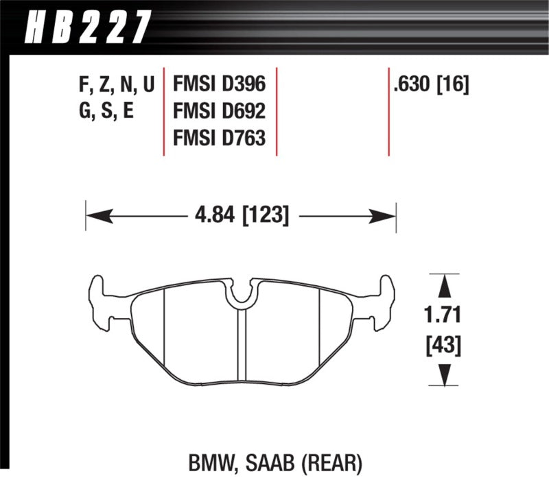 Hawk Performance 1992-1998 BMW 318i HPS 5.0 Rear Brake Pads