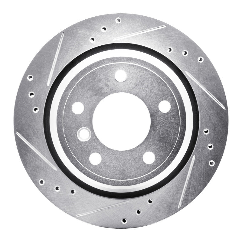 R1 Concepts 96-03 BMW 530I Rear Left Drilled & Slotted Silver Brake Rotor