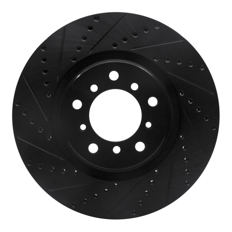 R1 Concepts 01-06 BMW M3 Right Front Drilled & Slotted Black Brake Rotor