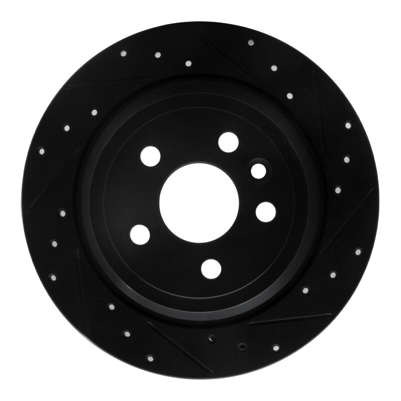 R1 Concepts 13-15 Land Rover LR2 Rear Right Drilled & Slotted Black Brake Rotor
