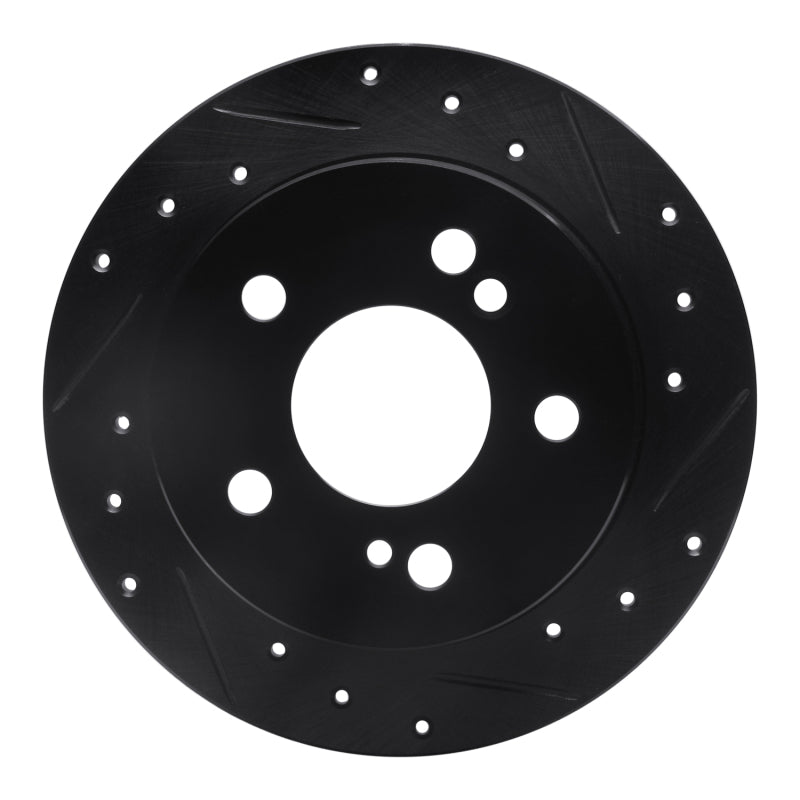R1 Concepts 83-95 Mercedes-Benz 300D Rear Right Drilled & Slotted Black Brake Rotor